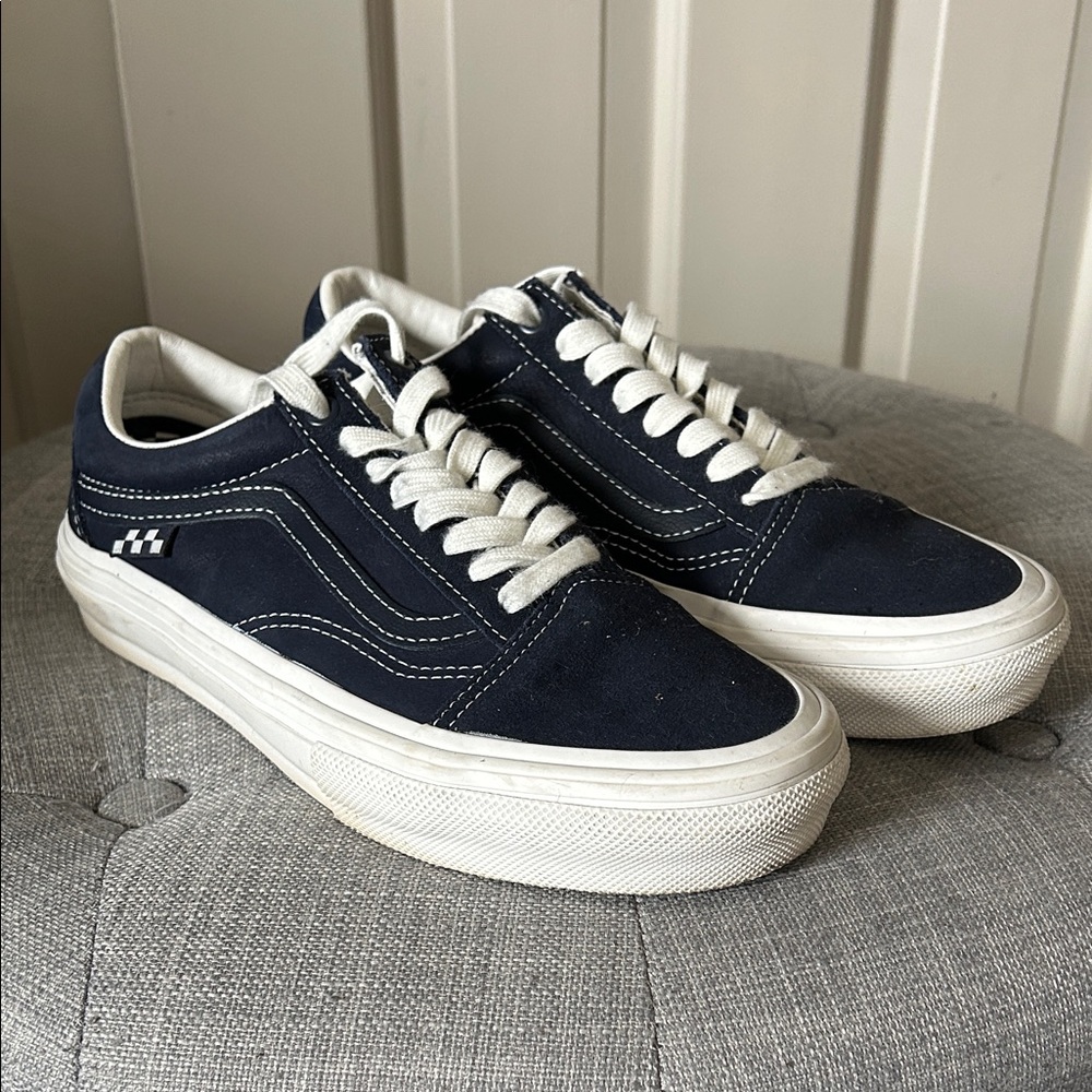 Vans Navy Suede Low-Top Sneakers with White Trim